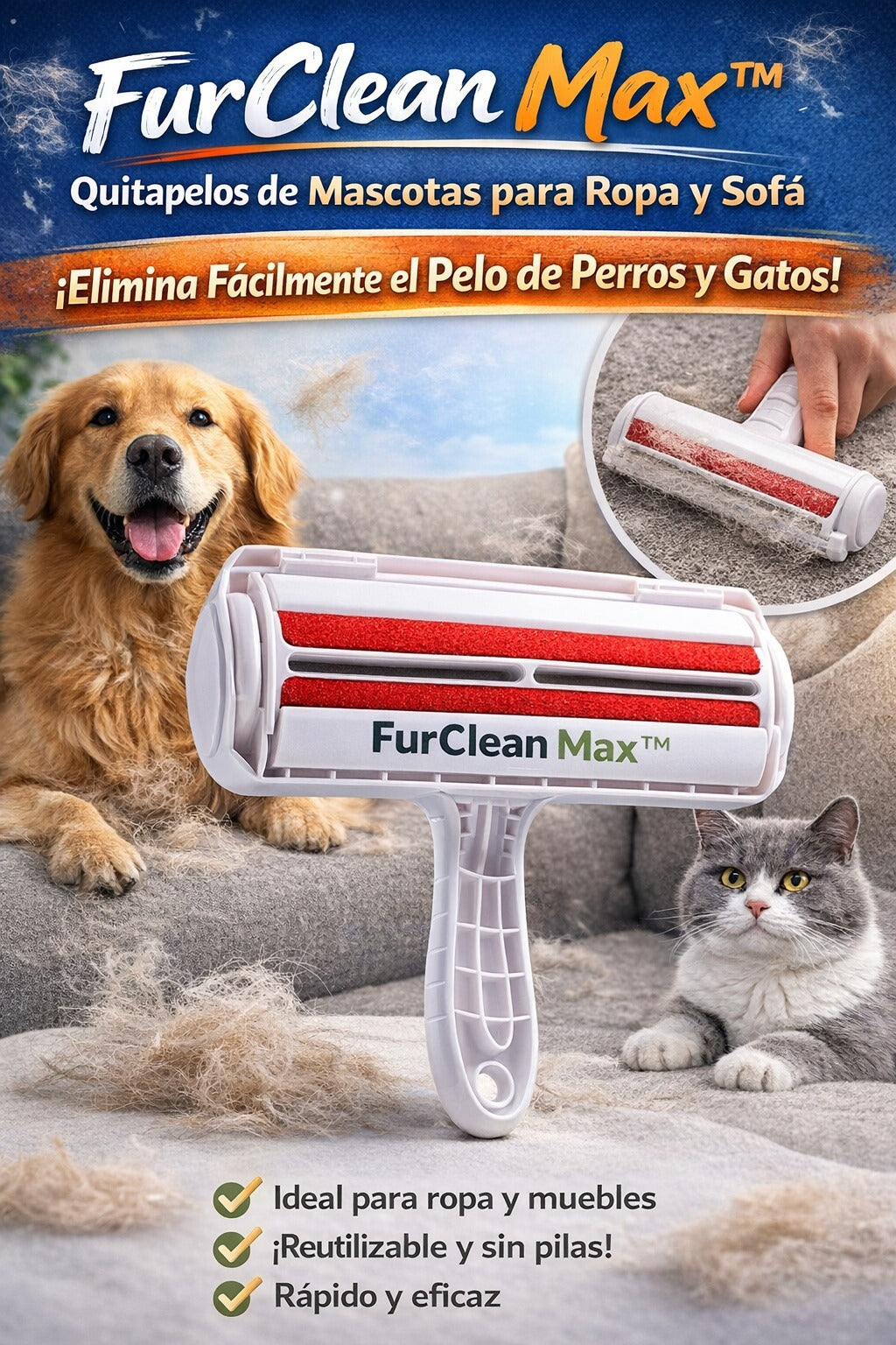 FurClean Max™ | Quitapelos de Mascotas para Ropa y Sofá