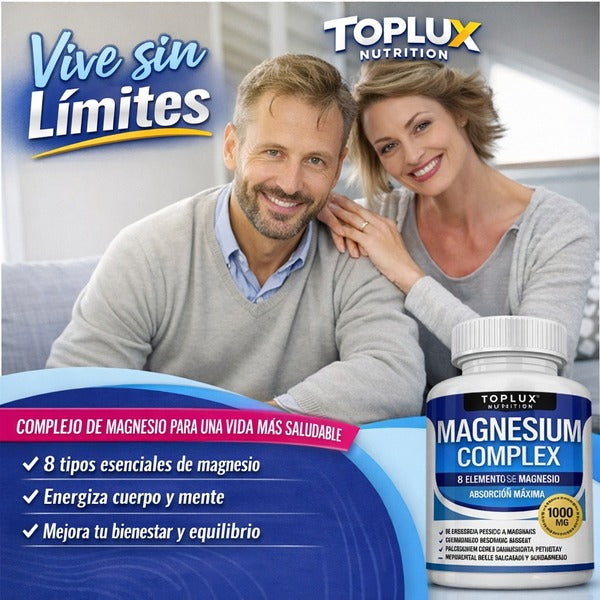 TOPLUX Nutrition | Magnesio Complex 8 Elementos 1000 MG (60 cápsulas)