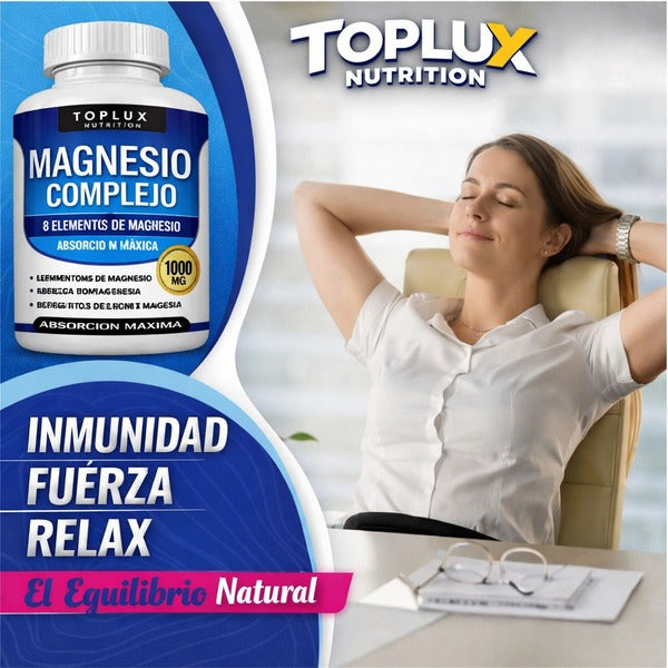 TOPLUX Nutrition | Magnesio Complex 8 Elementos 1000 MG (60 cápsulas)