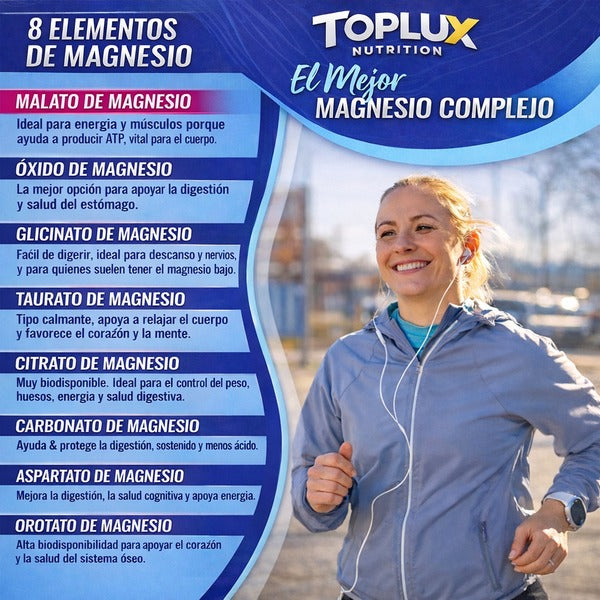 TOPLUX Nutrition | Magnesio Complex 8 Elementos 1000 MG (60 cápsulas)