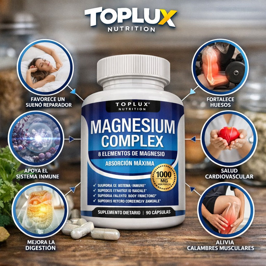 TOPLUX Nutrition | Magnesio Complex 8 Elementos 1000 MG (60 cápsulas)