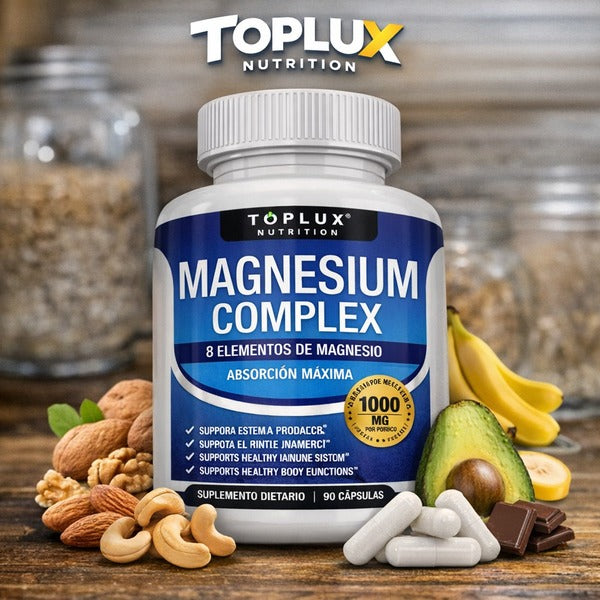 TOPLUX Nutrition | Magnesio Complex 8 Elementos 1000 MG (60 cápsulas - 1 mes)